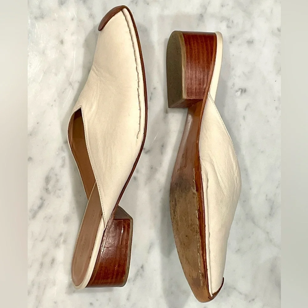 Rachel Comey Leather Mules, 2” block heel, cream&brown, 9.5, EUC - Picture 6 of 11